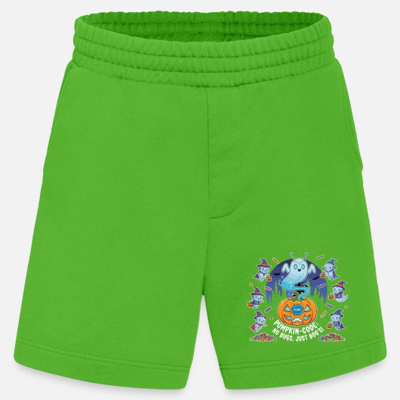 Pumpkin-Code: No Bugs, Just Boo's ! - Heavyweight Shorts - made by SPREAD  - Apple Neon