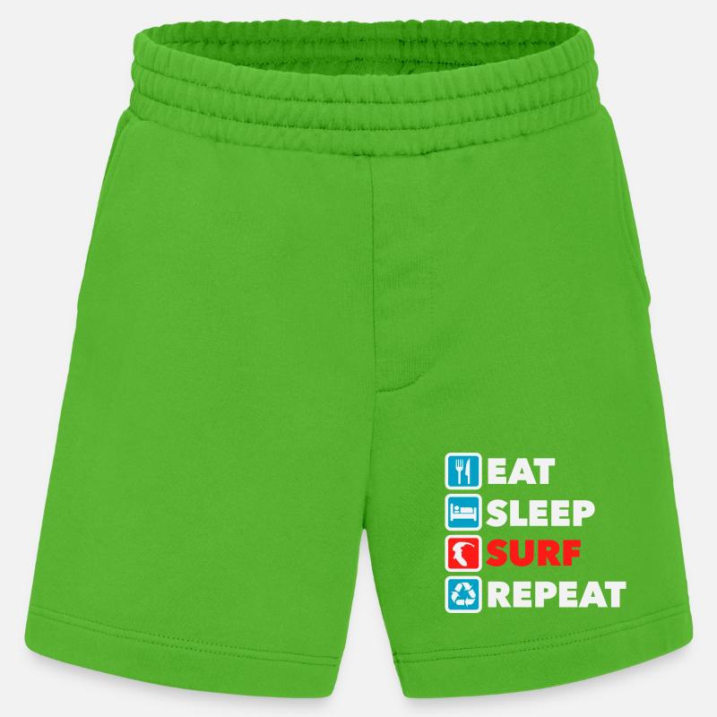 Eat Sleep Surf Repeat - Heavyweight Shorts - made by SPREAD  - Apple Neon