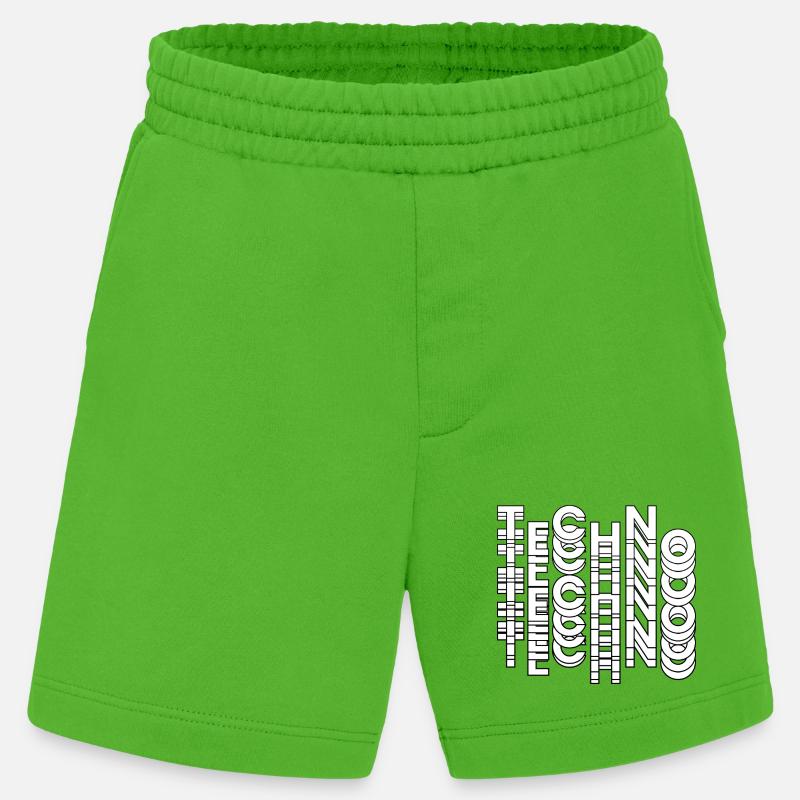 Futuristic Techno Typography Design - Heavyweight Shorts - made by SPREAD  - Apple Neon