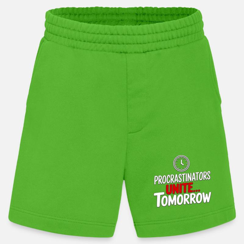 Procrastinators Unite... Tomorrow - Heavyweight Shorts - made by SPREAD - Apple Neon