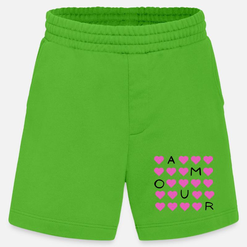 Pink Heart Grid Pattern - Heavyweight Shorts - made by SPREAD - Apple Neon
