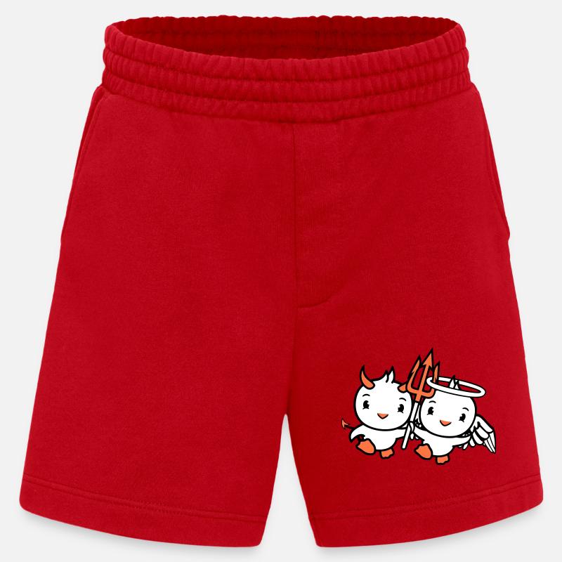 Birds Angel Sky Devil Horns Satan Hell Evil - Heavyweight Shorts - made by SPREAD  - red
