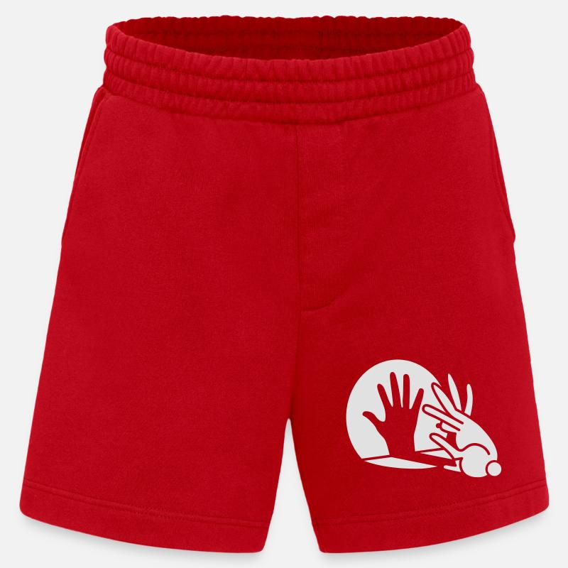 Rabbit Hand Shadows Glow in the dark - Heavyweight Shorts - made by SPREAD - red