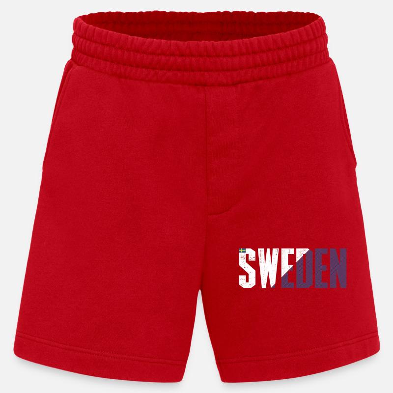 Sweden Bold Flag Typography - Heavyweight Shorts - made by SPREAD - red
