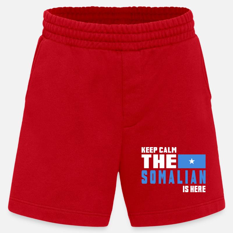 Keep calm Somalia flag design - Heavyweight Shorts - made by SPREAD - red