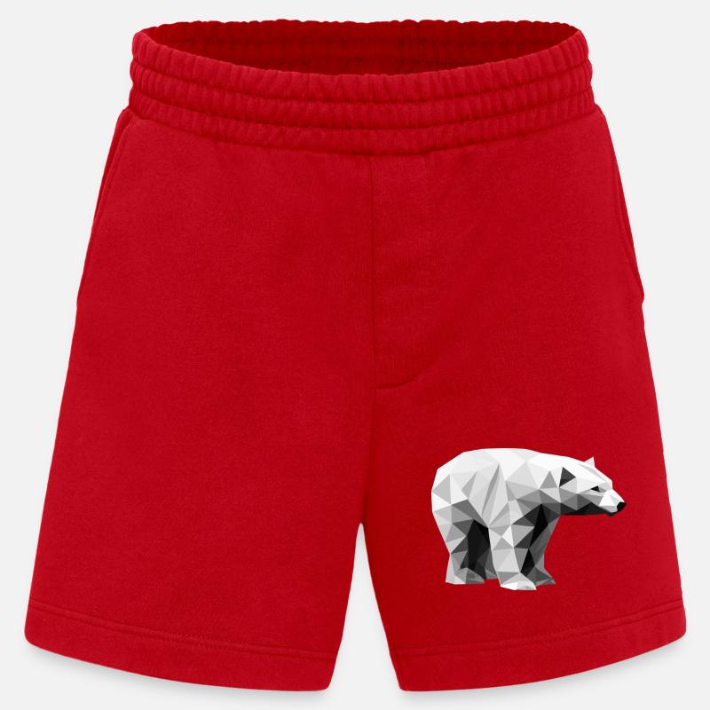 Geometrischer Eisbär | Low-Poly-Arktis-Tier - Heavyweight Shorts - made by SPREAD  - Rot