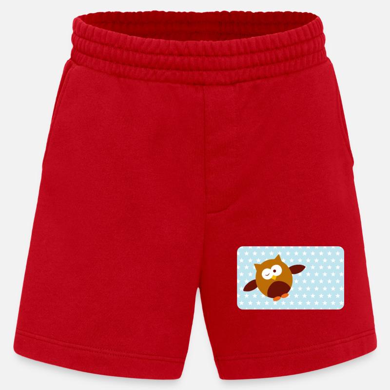 Lustige Eule mit Sternchen blau | personalisierbar - Heavyweight Shorts - made by SPREAD  - Rot