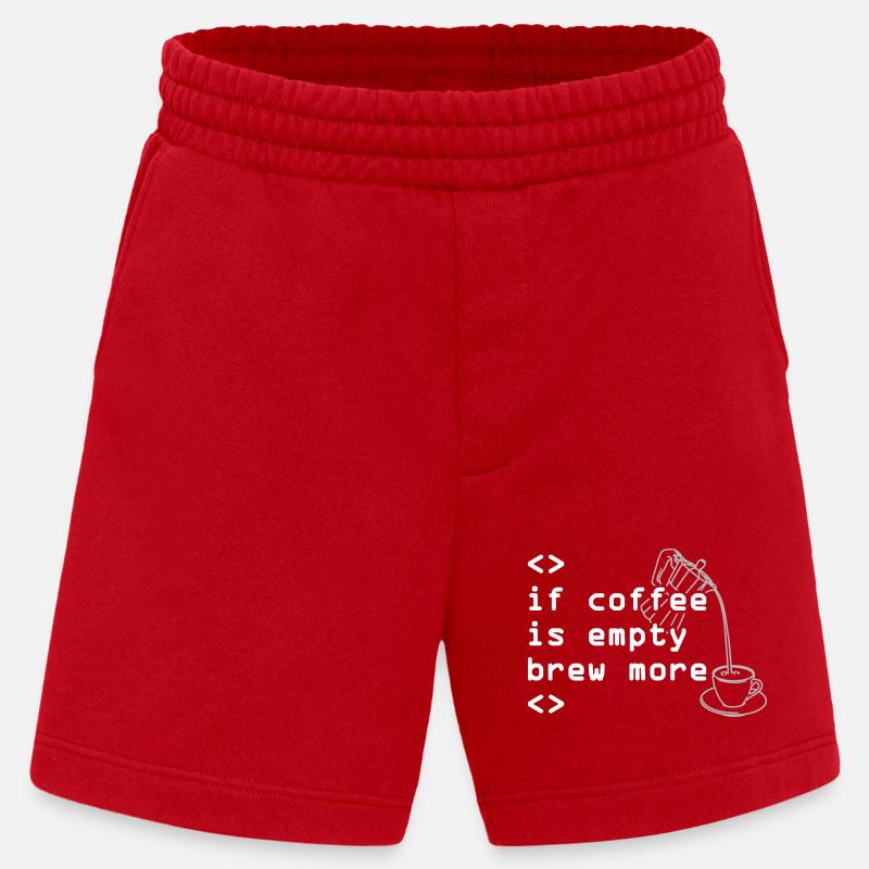 Kaffee Code Spruch Mehr Brühen - Heavyweight Shorts - made by SPREAD  - Rot