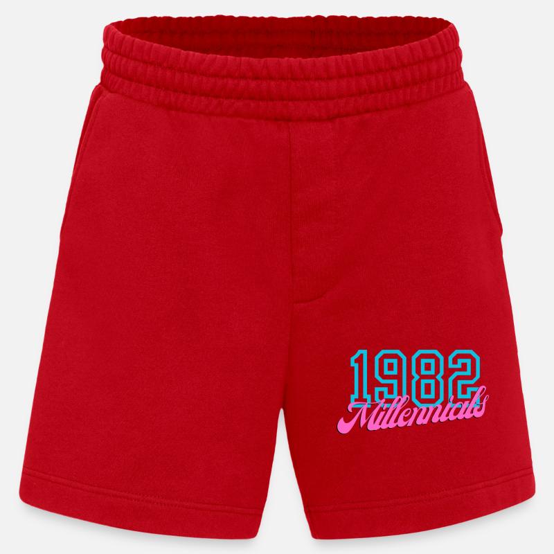 1982 Millennial Retro Numeric Design - Short bio épais fabriqué en UE - rouge