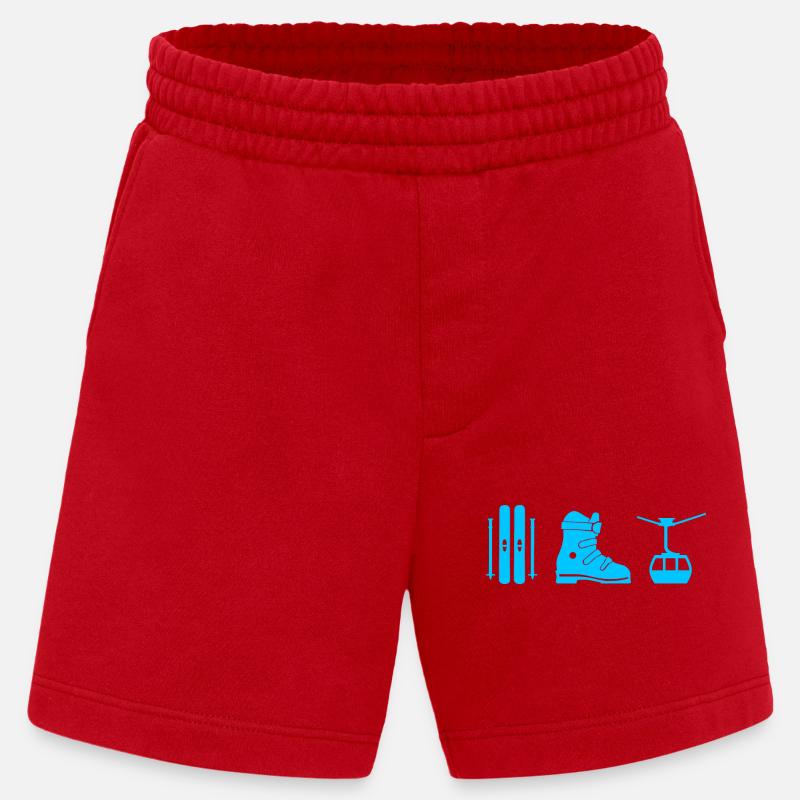 Design de ski en bleu - Short bio épais fabriqué en UE - rouge