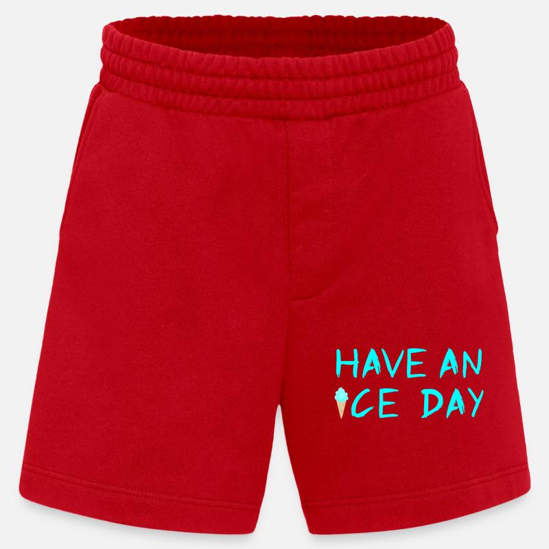 Eis Eiscreme coole Sprüche Sommerzeit Fan - Heavyweight Shorts - made by SPREAD  - Rot