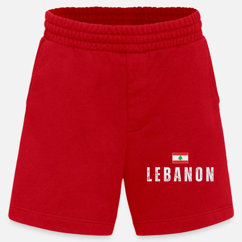 Stolzer Libanese, Flagge des Libanon - Heavyweight Shorts - made by SPREAD  - Rot
