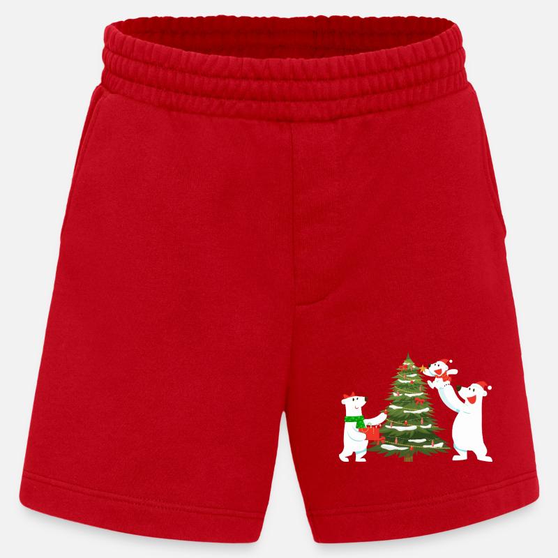 Festliche Eisbären mit Tannenbaum - Heavyweight Shorts - made by SPREAD  - Rot