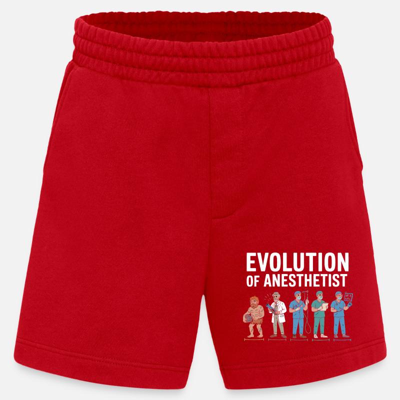Illustration de l'évolution des anesthésistes - Short bio épais fabriqué en UE - rouge