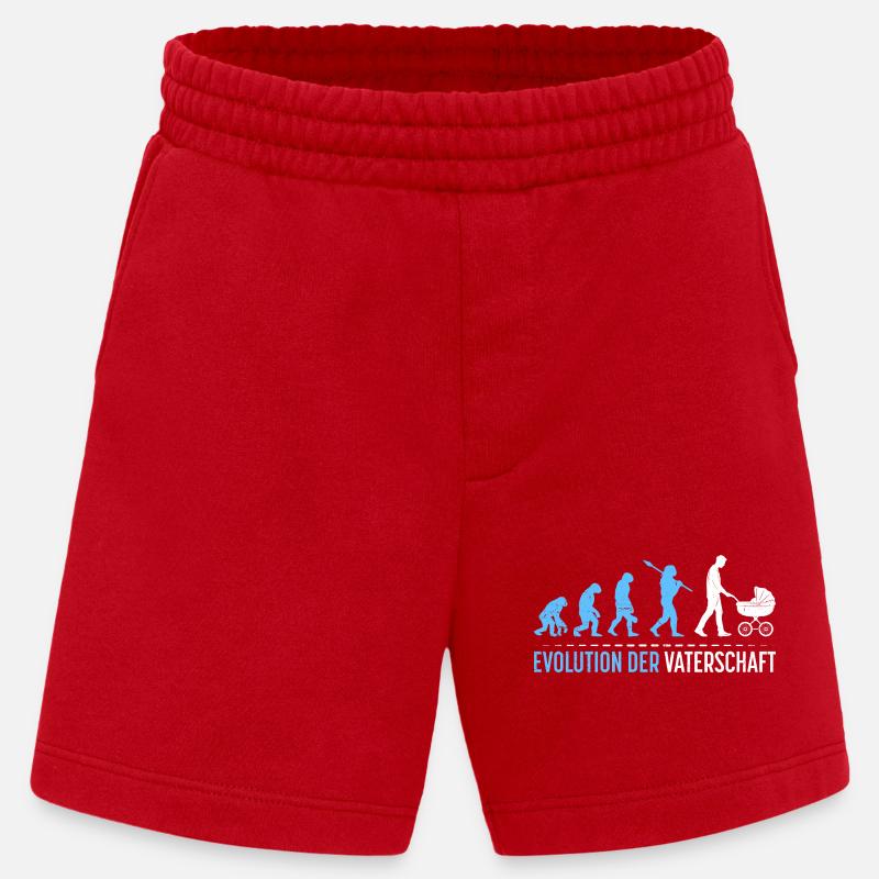 Werdender Vater EVOLUTION DER VATERSCHAFT Lustig - Heavyweight Shorts - made by SPREAD  - Rot