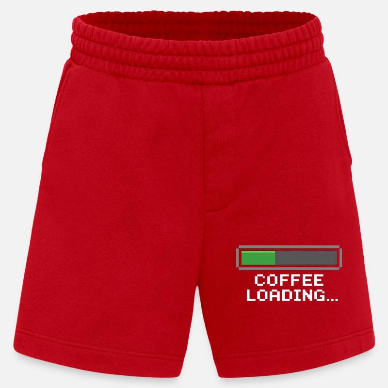 Coffee Loading Bar Pixel - Heavyweight Shorts - made by SPREAD  - red