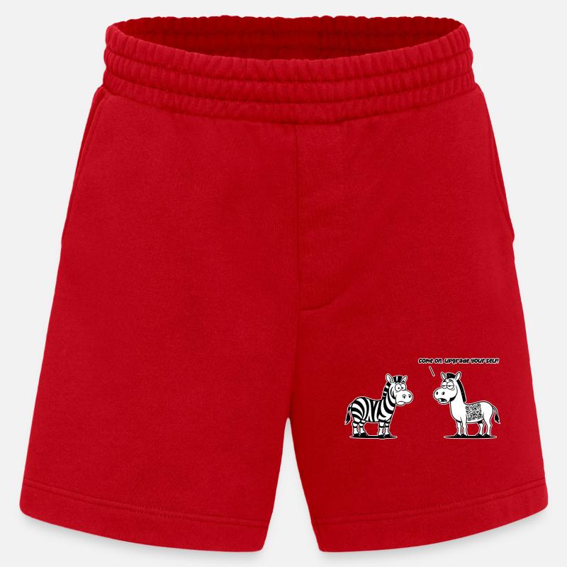 Lustiges Zebra mit QR-Code-Upgrade - Heavyweight Shorts - made by SPREAD  - Rot