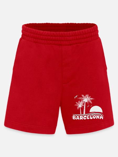 Barcelone comme plage - Short bio épais fabriqué en UE - rouge