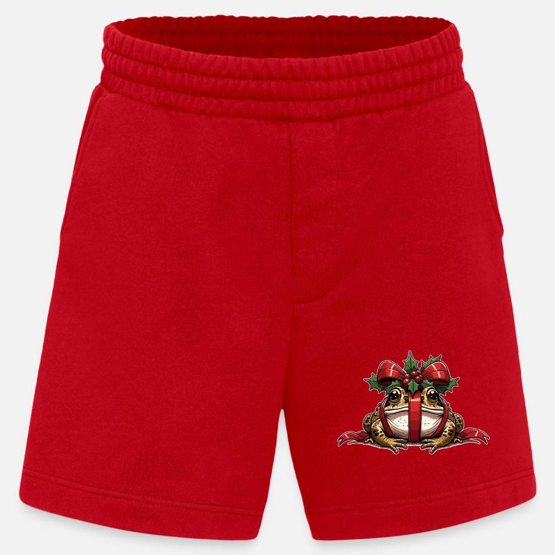 Mistle-Toad Funny Christmas Toad Frog - Heavyweight Shorts - made by SPREAD - red