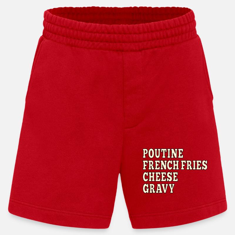 Poutine de restauration rapide canadienne - Short bio épais fabriqué en UE - rouge