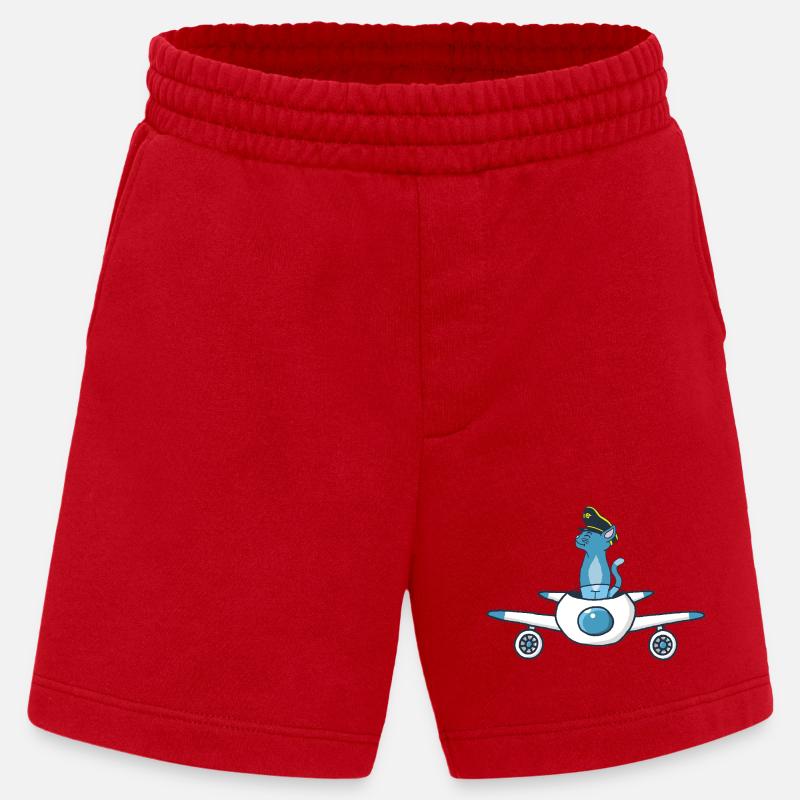Flugzeugpilot Katze - Heavyweight Shorts - made by SPREAD  - Rot