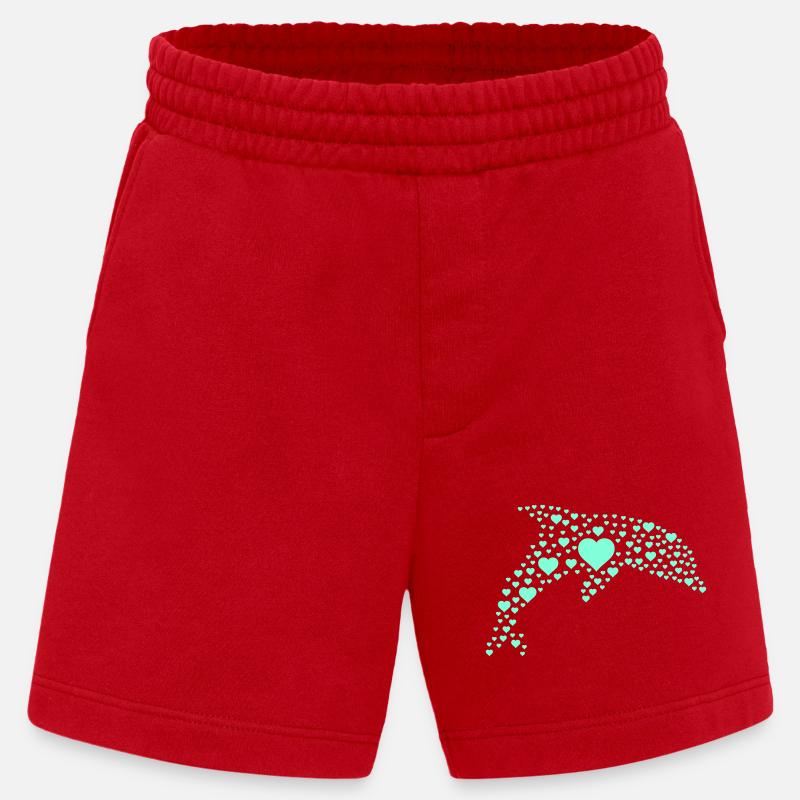 Dolphin Heart Pattern - Heavyweight Shorts - made by SPREAD  - red