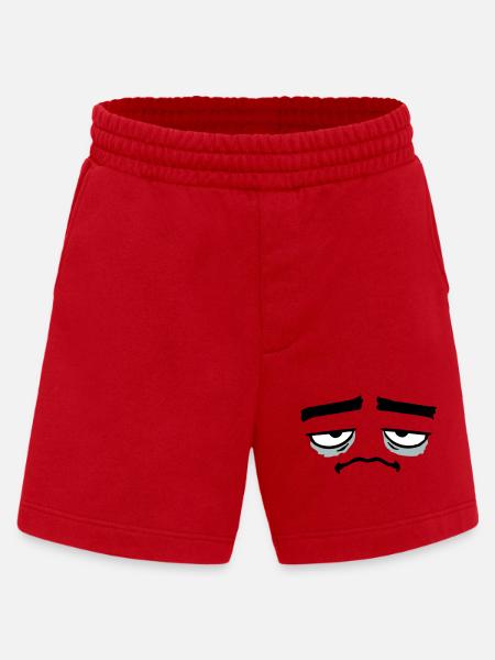 Grumpy sad disappointed face funny - Heavyweight Shorts - made by SPREAD - red