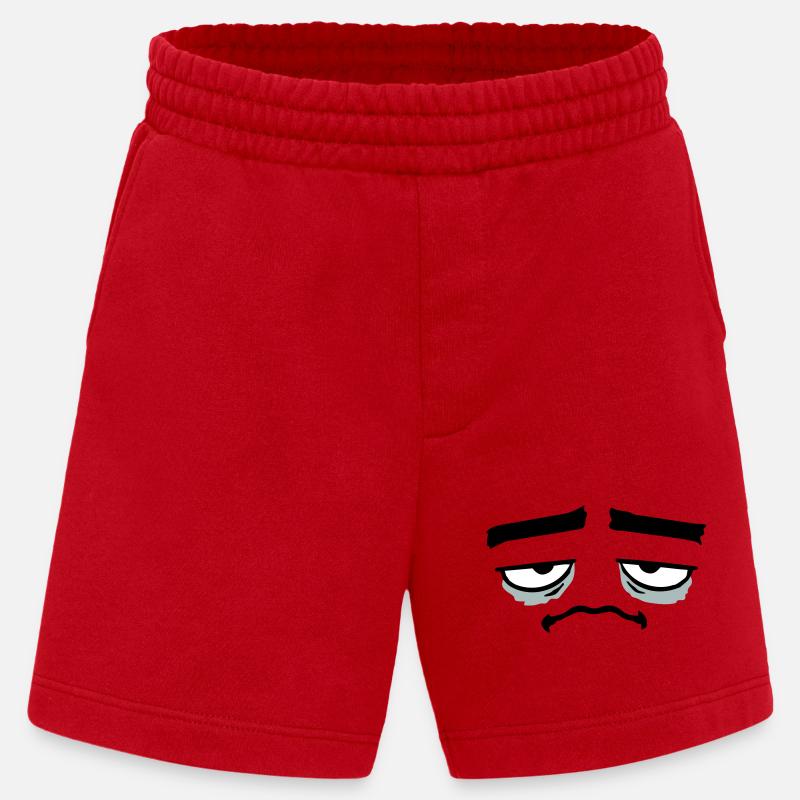 Grumpy sad disappointed face funny - Heavyweight Shorts - made by SPREAD  - red