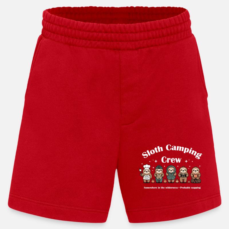 Équipe de camping paresseux - Short bio épais fabriqué en UE - rouge