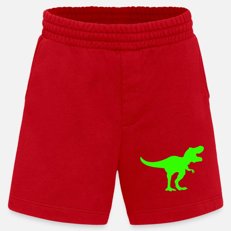 Silhouette de Dino Rex Vert - Short bio épais fabriqué en UE - rouge