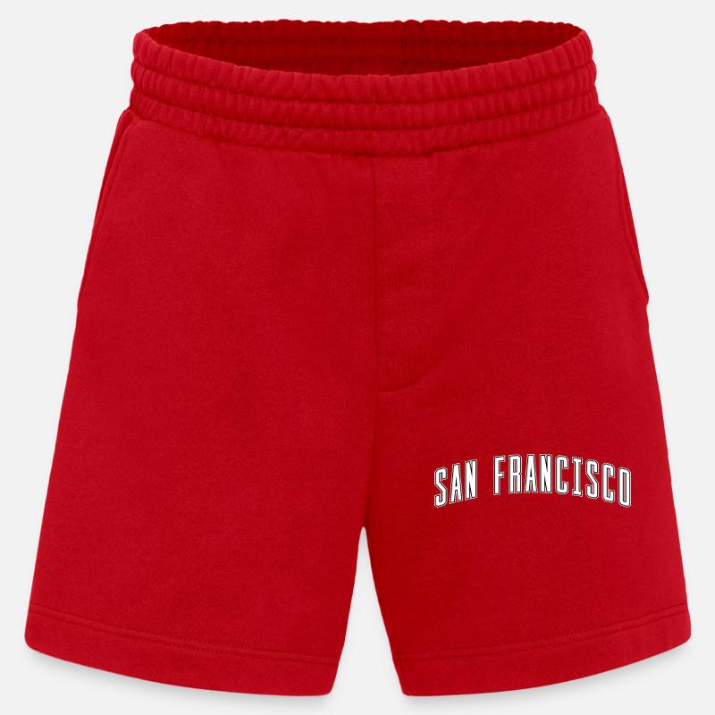 San Francisco Bogen-Schrift Design - Heavyweight Shorts - made by SPREAD - Rot