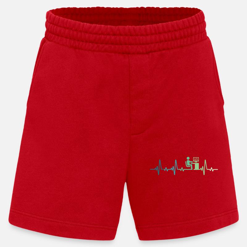 Heartbeat Programmer Developer - Heavyweight Shorts - made by SPREAD  - red