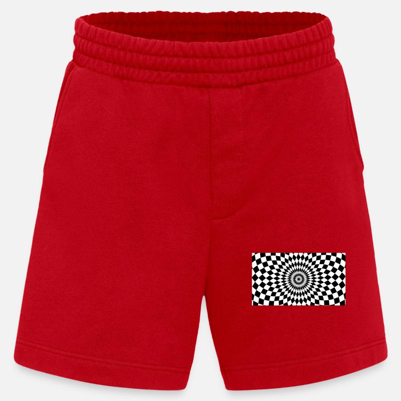 Optical Vortex Checker Illusion - Heavyweight Shorts - made by SPREAD  - red