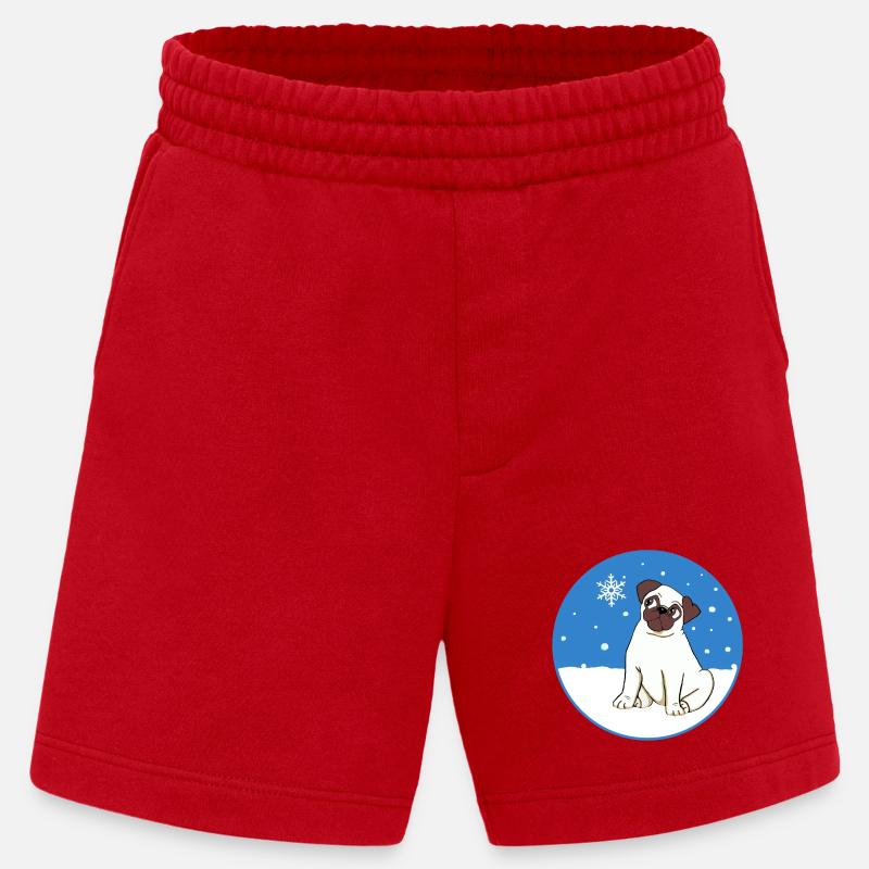 Mops im Schnee - Heavyweight Shorts - made by SPREAD  - Rot