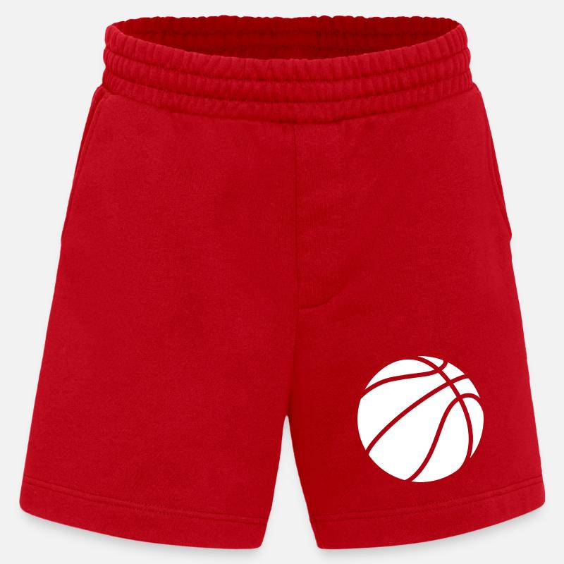 Logo de basket-ball blanc - Short bio épais fabriqué en UE - rouge