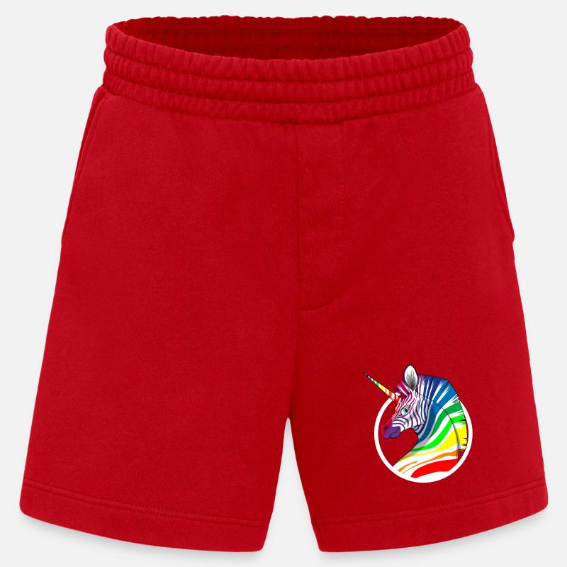 Regenbogen Einhorn Zebra - Heavyweight Shorts - made by SPREAD - Rot