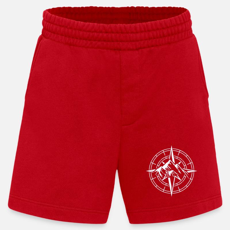 Conception de boussole d’aventure - Short bio épais fabriqué en UE - rouge