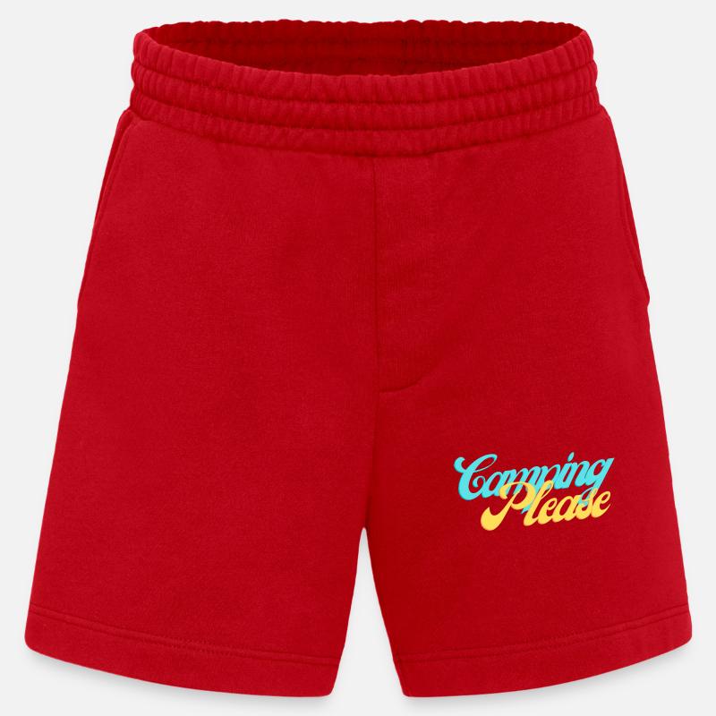 Camping Please Retro Script - Short bio épais fabriqué en UE - rouge