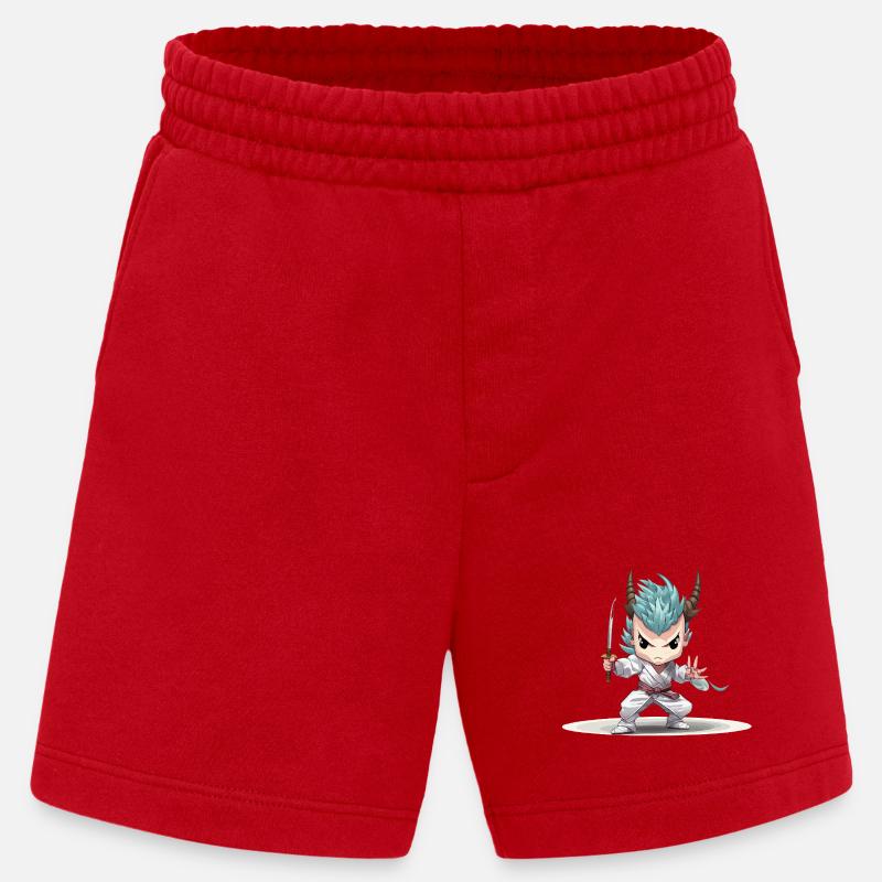 Guerrier Chibi avec Katana - Short bio épais fabriqué en UE - rouge
