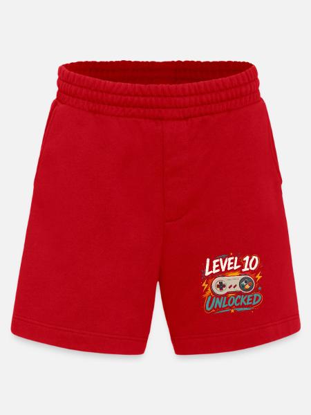 Level 10 freigeschaltetes 10-Jahres-Jubiläums-D-Geschenk - Heavyweight Shorts - made by SPREAD - Rot