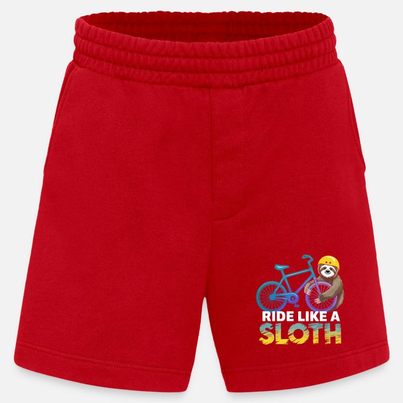 Faultier Biker mit Helm - Heavyweight Shorts - made by SPREAD  - Rot