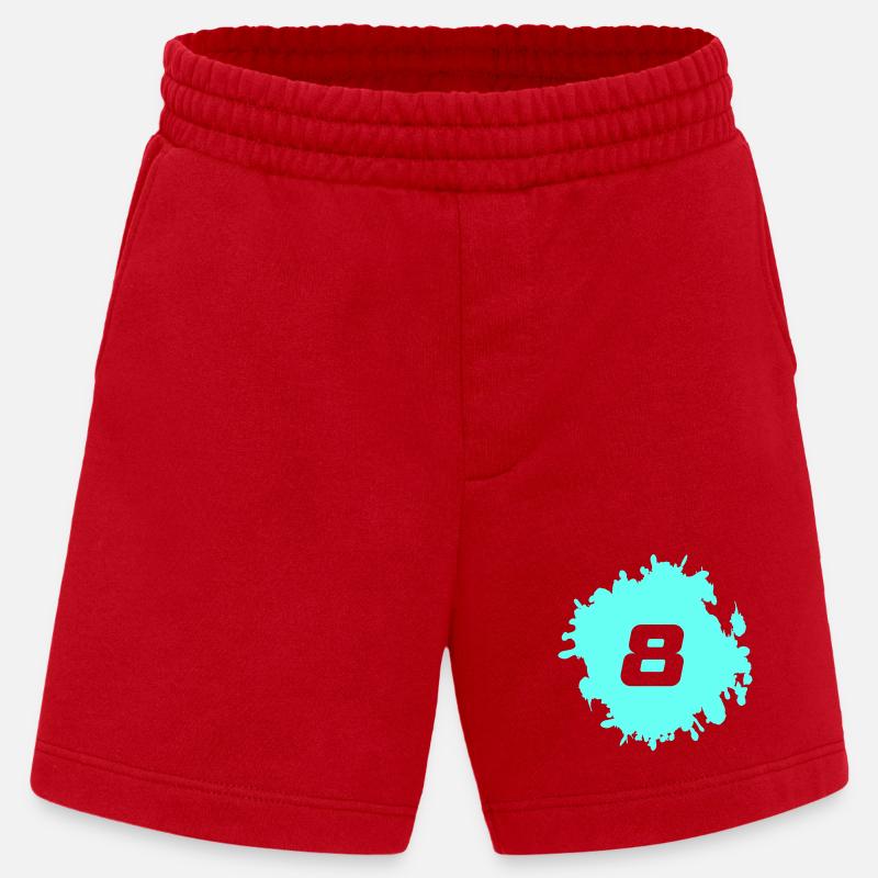 Conception de huit éclaboussures de néon - Short bio épais fabriqué en UE - rouge