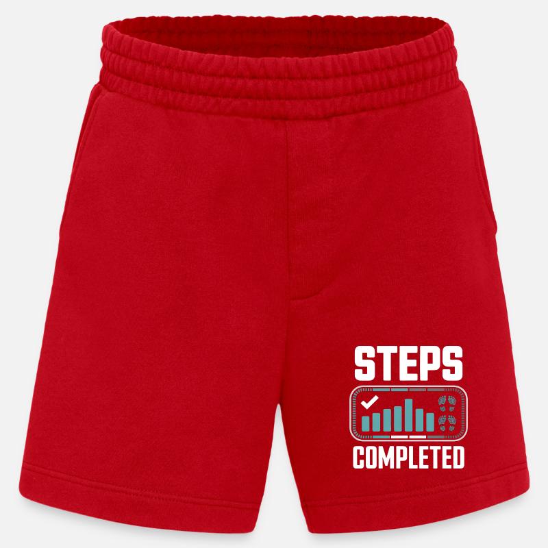 Steps Completed 10000 Schritte - Heavyweight Shorts - made by SPREAD - red