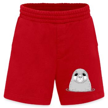 eine süße Baby Robbe im Wasser - Heavyweight Shorts - made by SPREAD  - Rot - Vorne