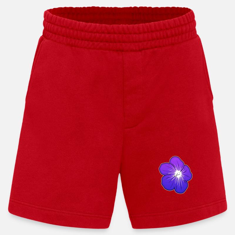 Violette Blütenillustration mit leuchtender Mitte - Heavyweight Shorts - made by SPREAD - Rot