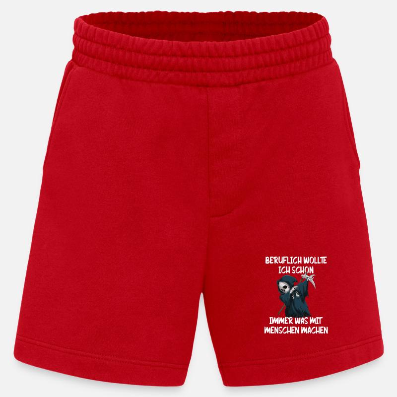 Sensenmann Berufswunsch Mit Menschen - Heavyweight Shorts - made by SPREAD - Rot