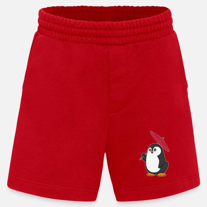 Pinguin Regenschirm - Heavyweight Shorts - made by SPREAD  - Rot