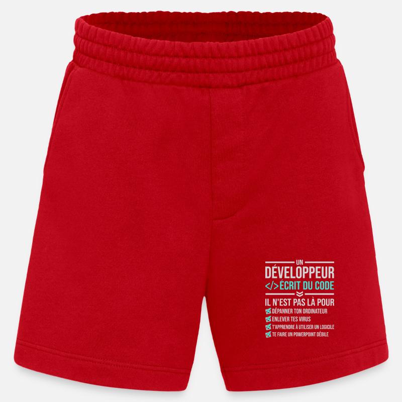 Developer Writing Code - Heavyweight Shorts - made by SPREAD  - red