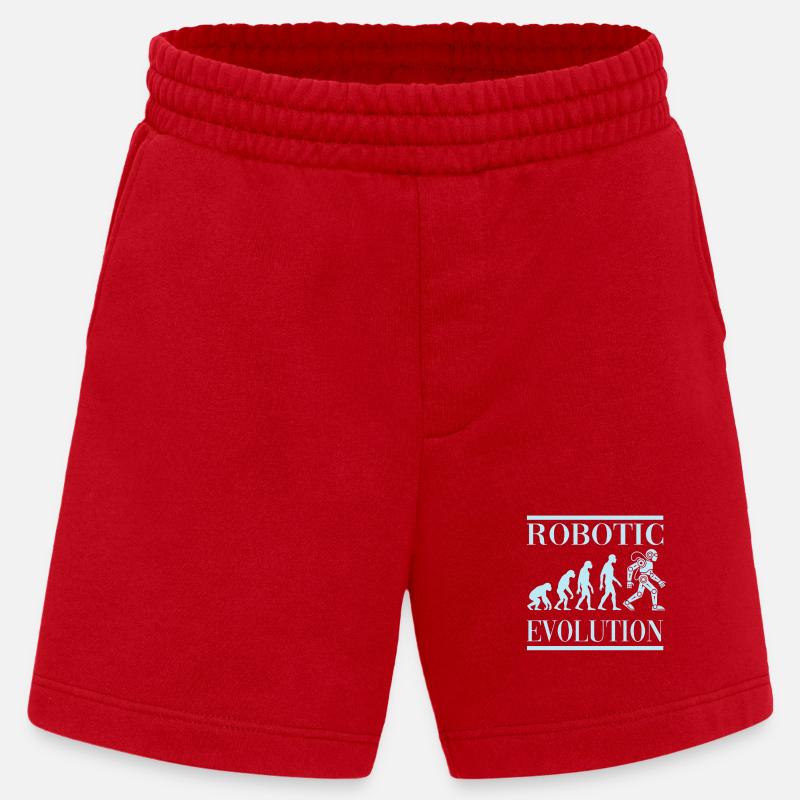 Robot Evolution Progress Human Future - Heavyweight Shorts - made by SPREAD  - red