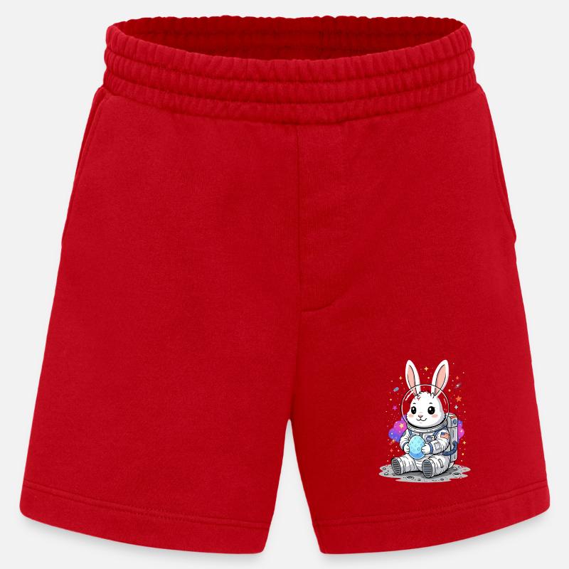 Astronaut Easter Bunny Space - Heavyweight Shorts - made by SPREAD  - red